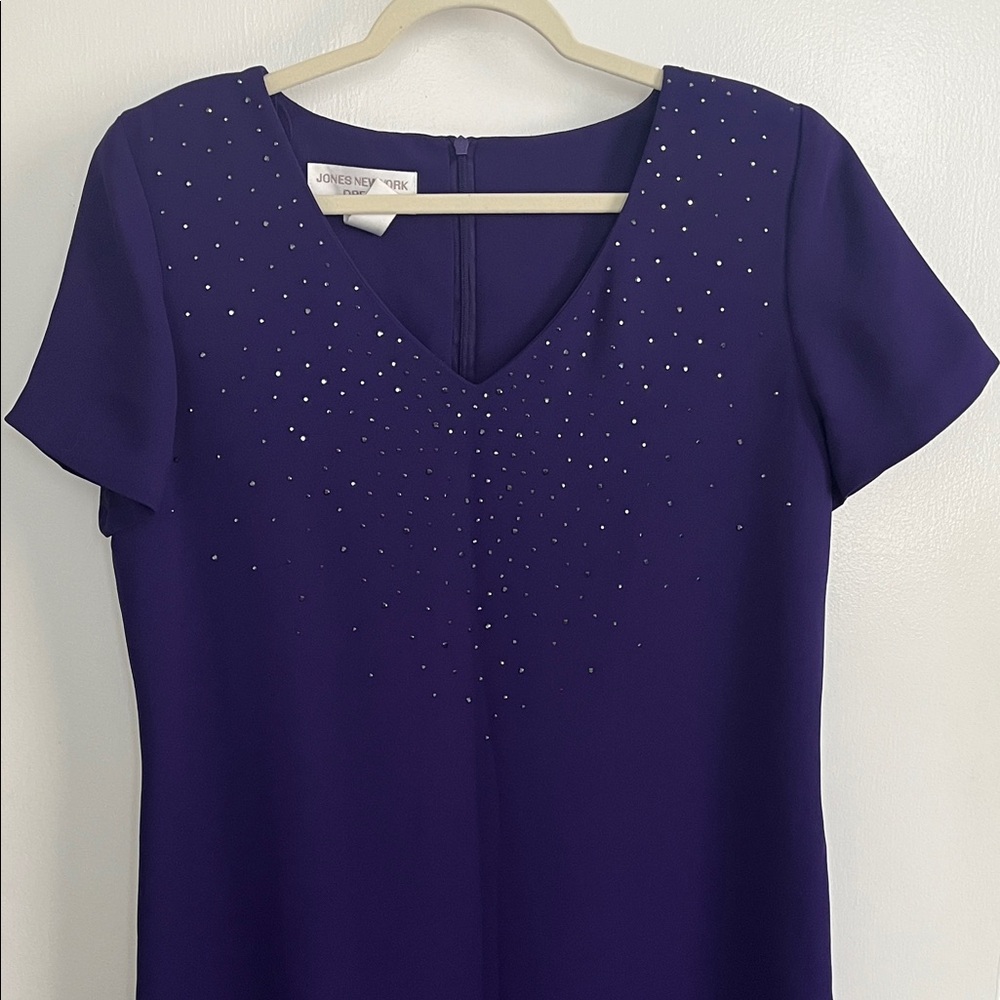 Jones New York Deep Purple Blouse with Studded Detail